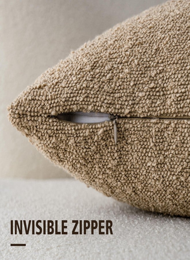 Foindtower Pack of 2 Textured Boucle Throw Pillow Covers Accent Solid Lumbar Pillow Cases Cozy Soft Decorative Couch Cushion Case for Chair Sofa Bedroom Living Room Home Decor, 12 x 20 Inch,Camel - Image 2